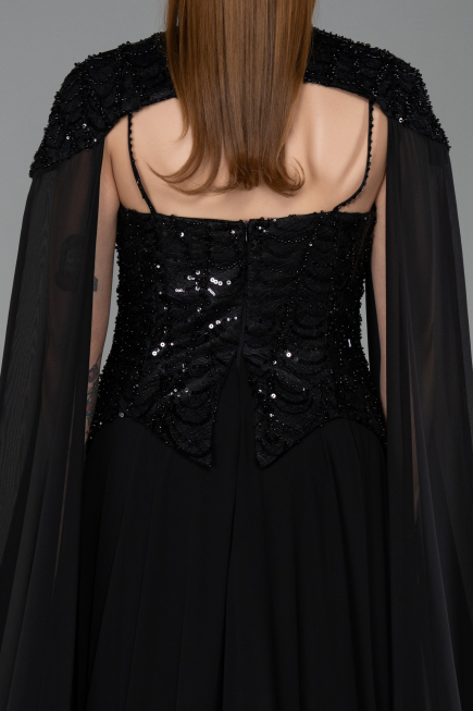 Abendkleid Lang Chiffon Schwarz ABU5931