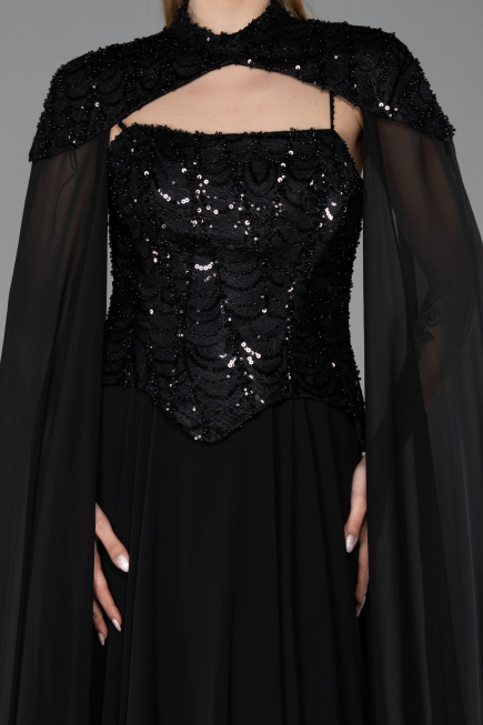 Abendkleid Lang Chiffon Schwarz ABU5931