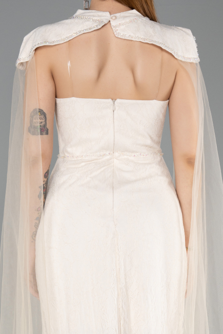 Abendkleid Lang Spitze Beige ABU5941