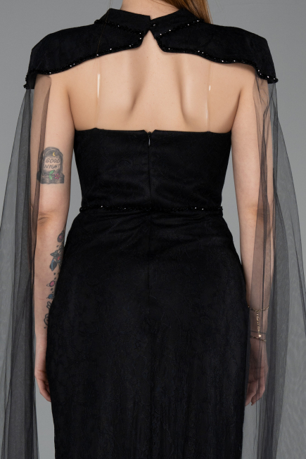 Abendkleid Lang Spitze Schwarz ABU5941