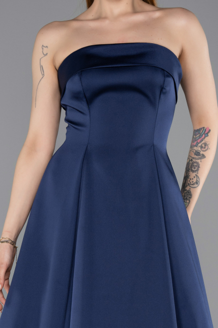 Abendkleid Lang Satin Marineblau ABU5932