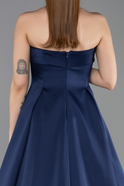 Abendkleid Lang Satin Marineblau ABU5932