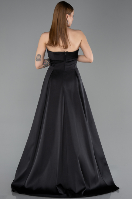 Abendkleid Lang Satin Schwarz ABU5932