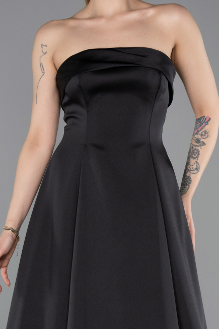 Abendkleid Lang Satin Schwarz ABU5932