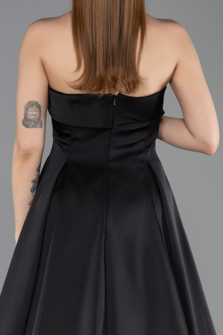 Abendkleid Lang Satin Schwarz ABU5932
