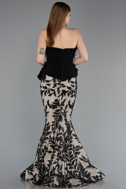 Designer Abendkleid Lang Schwarz ABU5954