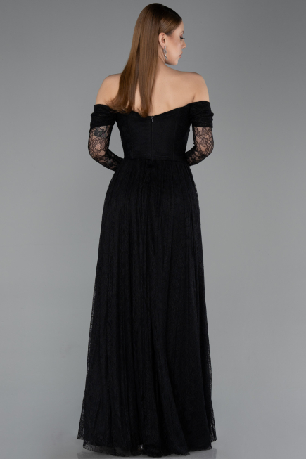 Abendkleid Lang Spitze Schwarz ABU5945