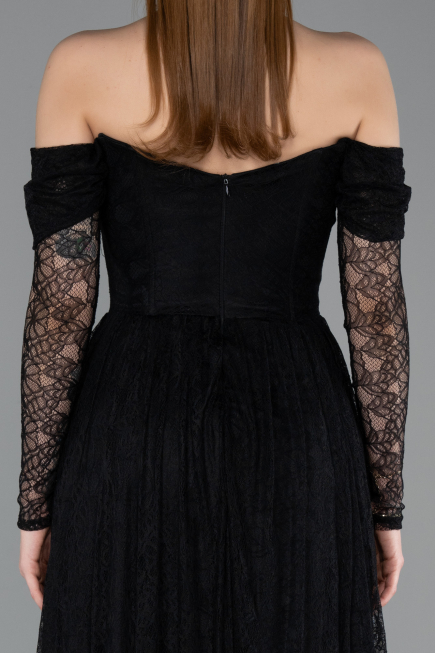 Abendkleid Lang Spitze Schwarz ABU5945