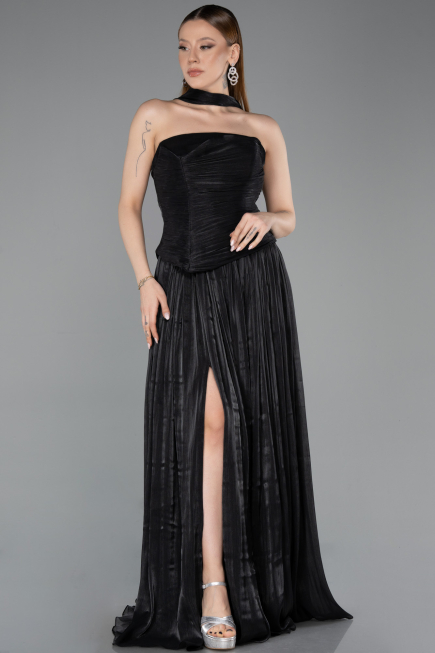 Abschlusskleid Lang Chiffon Schwarz ABU5957