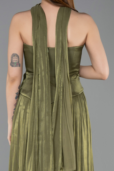 Kleider in Großen Größen Lang Chiffon Khaki ABU5958