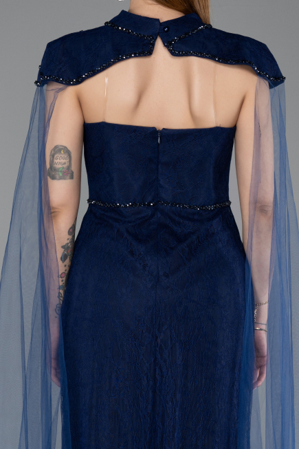 Abendkleid Lang Spitze Marineblau ABU5941