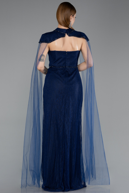 Abendkleid Lang Spitze Marineblau ABU5941
