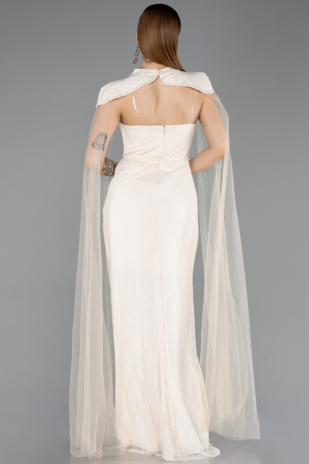 Abendkleid Lang Spitze Beige ABU5941