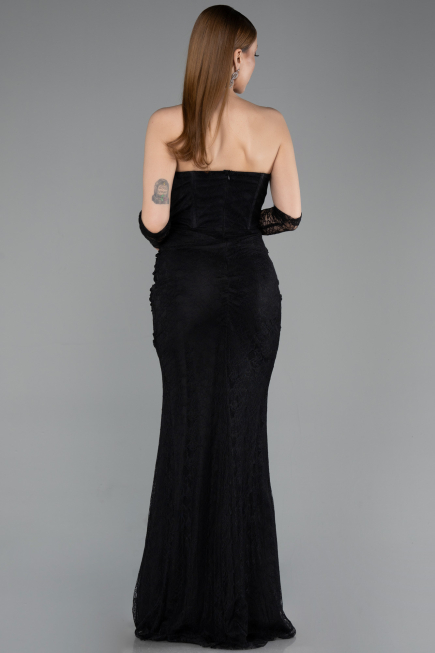 Abendkleid im Meerjungfrau-Stil Lang Spitze Schwarz ABU5933