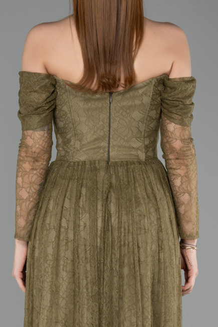 Abendkleid Lang Spitze Khaki ABU5945