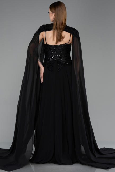 Abendkleid Lang Chiffon Schwarz ABU5931