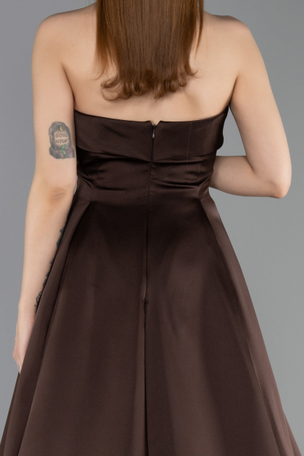 Abendkleid Lang Satin Braun ABU5932