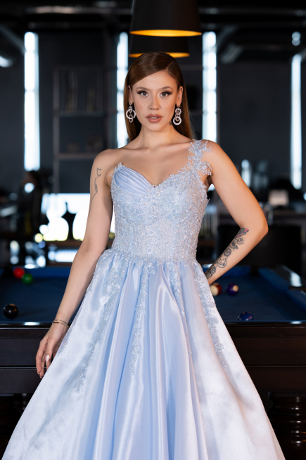 Designer Abendkleid Lang Eisblau ABU5963