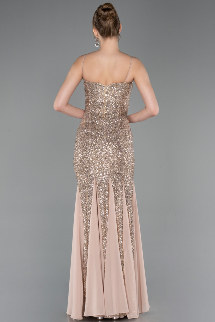 Abendkleid im Meerjungfrau-Stil Lang Gold ABU5939