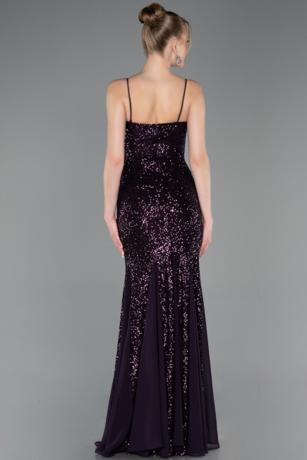 Abendkleid im Meerjungfrau-Stil Lang Violett dunkel ABU5939