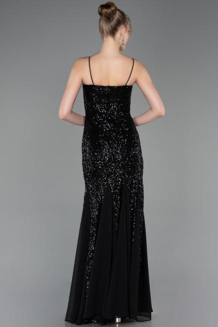 Abendkleid im Meerjungfrau-Stil Lang Schwarz ABU5939