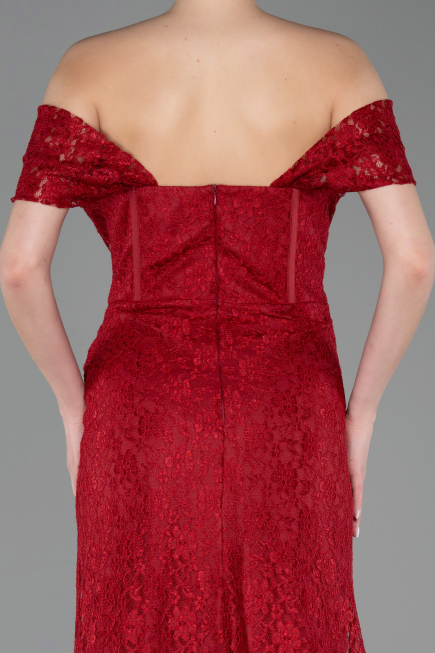 Abendkleid Lang Spitze Weinrot ABU5973