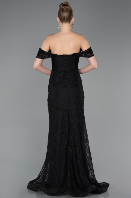 Abendkleid Lang Spitze Schwarz ABU5973