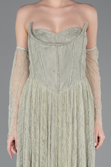 Standesamtkleid Lang Spitze Minzgrün ABU5887