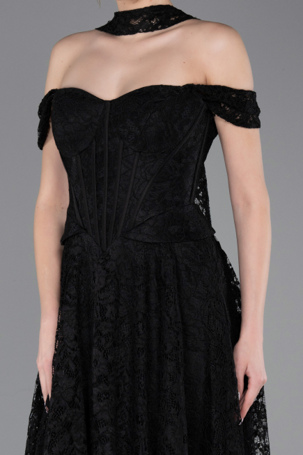 Abendkleid Lang Spitze Schwarz ABU5942