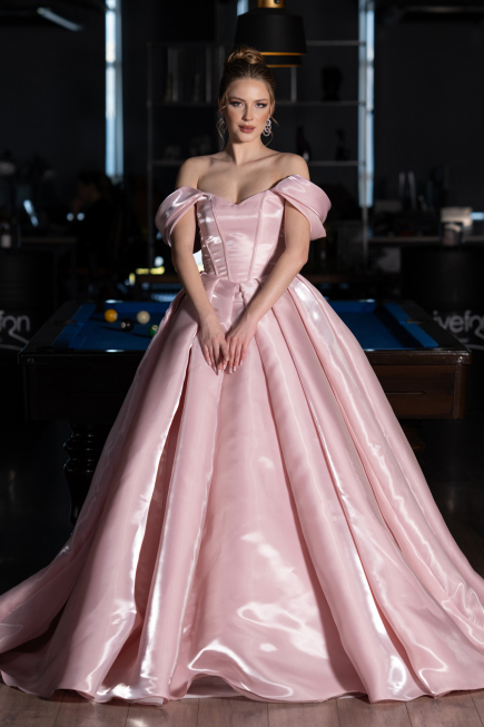 Designer Abendkleid Lang Satin Puder ABU5749