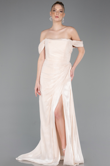 Abendkleid Lang Chiffon Beige ABU5974