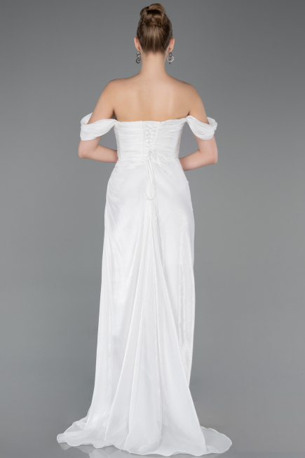 Abendkleid Lang Chiffon Weiß ABU5974