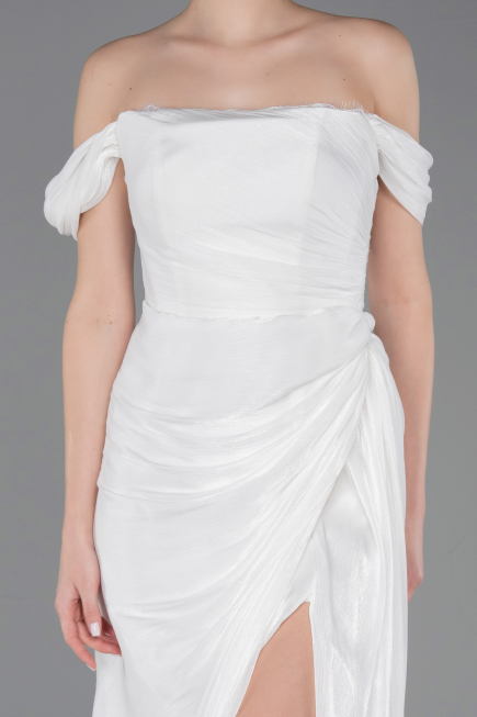 Abendkleid Lang Chiffon Weiß ABU5974