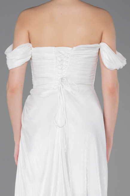 Abendkleid Lang Chiffon Weiß ABU5974