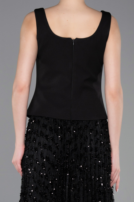 Abendkleid Lang Schuppig Schwarz ABU5986