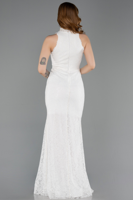 Abendkleid Lang Spitze Weiß ABU5987