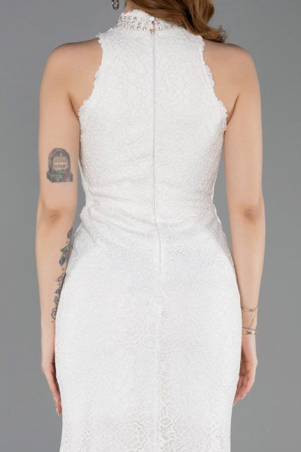 Abendkleid Lang Spitze Weiß ABU5987