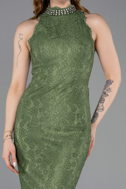 Abendkleid Lang Spitze Khaki ABU5987