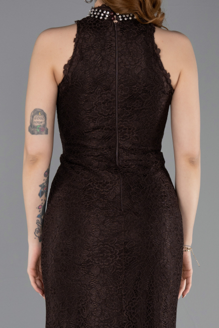 Abendkleid Lang Spitze Braun ABU5987
