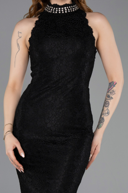 Abendkleid Lang Spitze Schwarz ABU5987