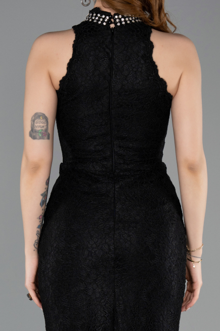 Abendkleid Lang Spitze Schwarz ABU5987