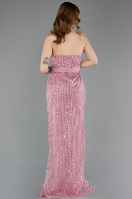 Standesamtkleid Lang Perlenbesetzt Puder ABU5988