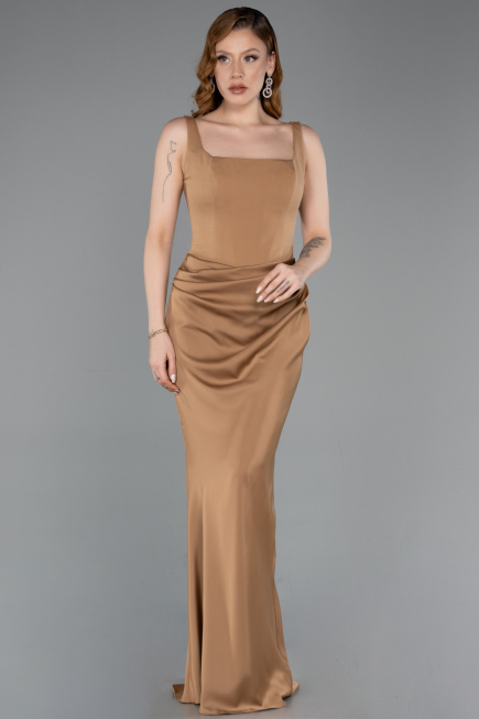 Abschlusskleid Lang Satin Bronze ABU5990