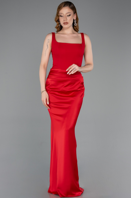 Abschlusskleid Lang Satin Rot ABU5990