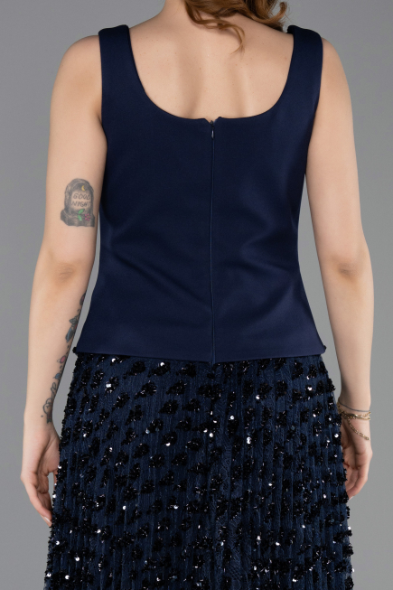 Abendkleid Lang Schuppig Marineblau ABU5986