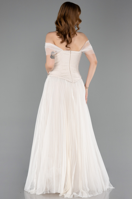 Abendkleid Lang Spitze Beige ABU5996
