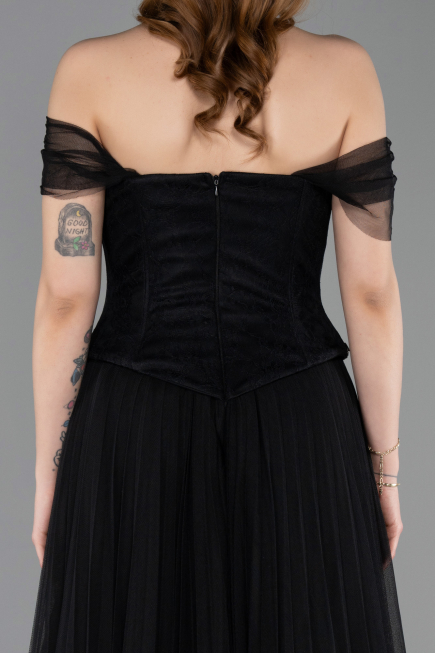 Abendkleid Lang Spitze Schwarz ABU5996