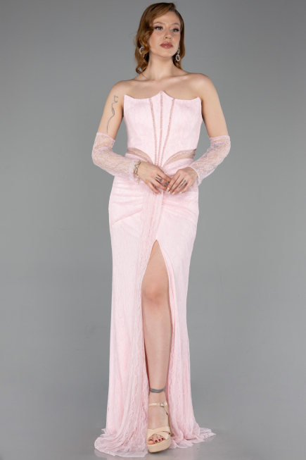 Puder Standesamtkleid Spitze Lang ABU5736