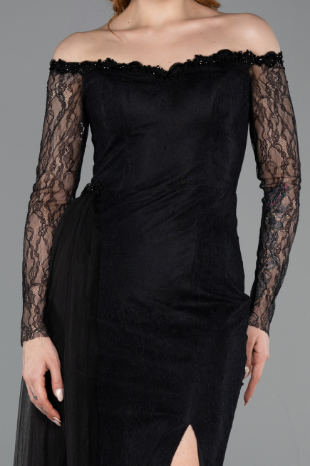 Abendkleid Lang Spitze Schwarz ABU5999