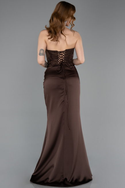 Abendkleid Lang Satin Braun ABU6000